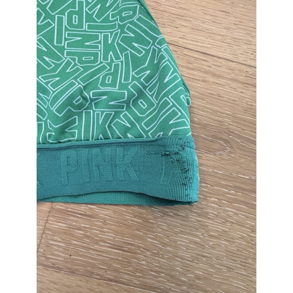 2 Victoria's Secret PINK Sports Bras Size Medium M Gray Green